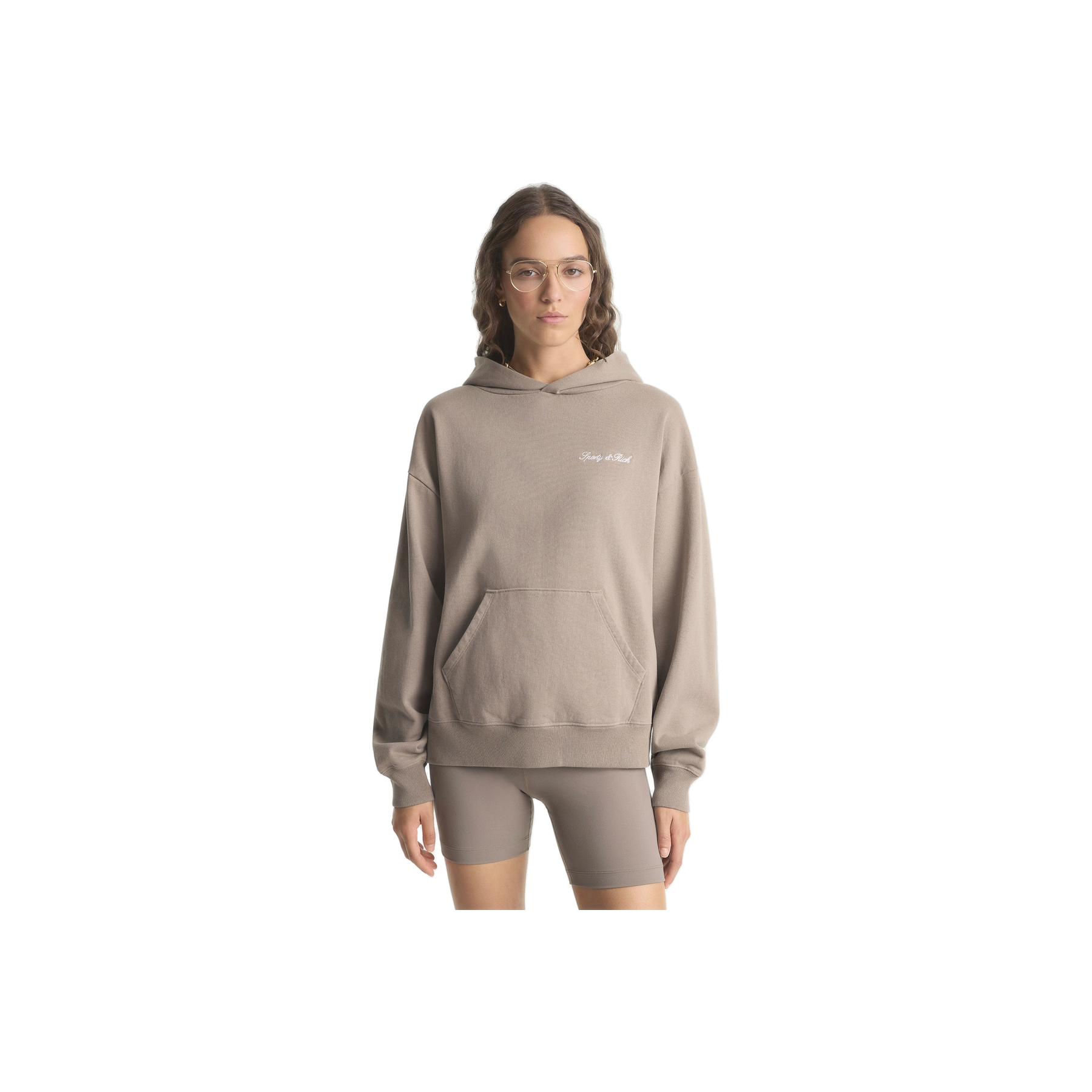 Signature Logo Embroidered Hoodie - Hazelnut/White