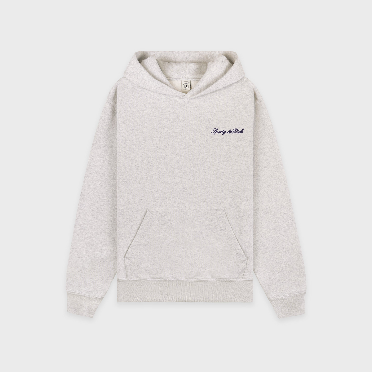 Signature Logo Embroidered Hoodie - Heather Gray/Navy
