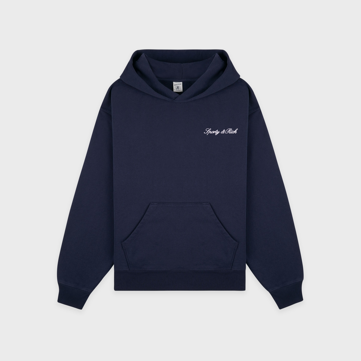 Signature Logo Embroidered Hoodie - Navy/White