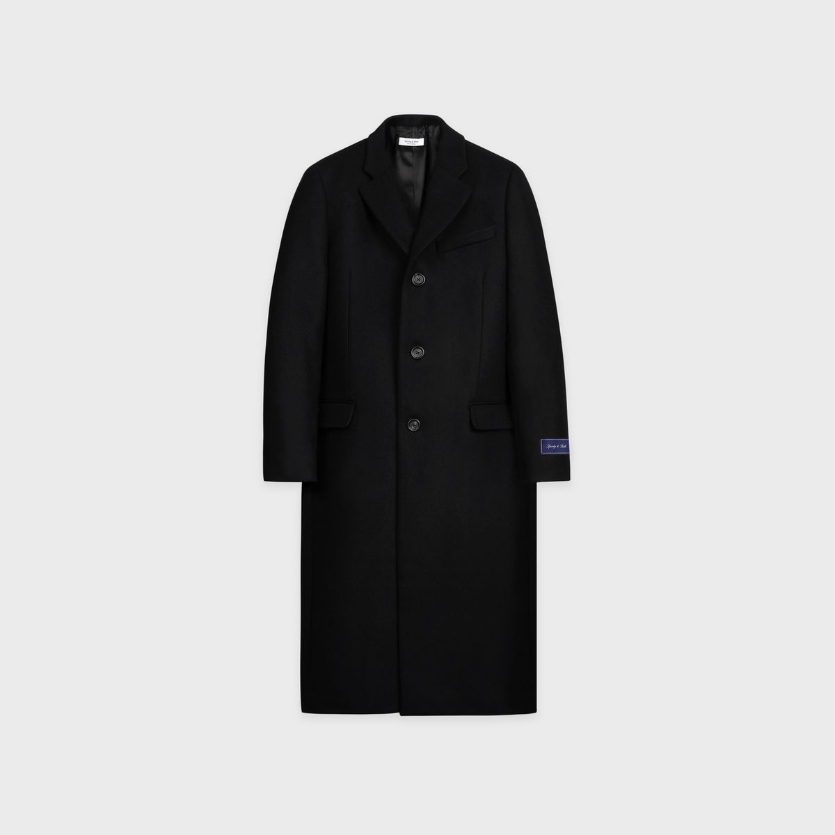 Signature Logo Structured Wool Coat - Black