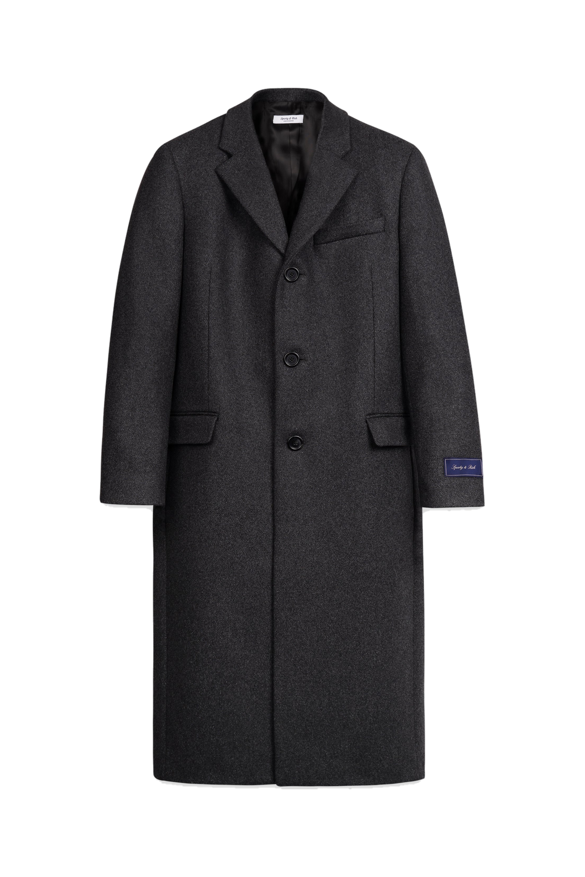 Signature Logo Structured Wool Coat - Dark Grey