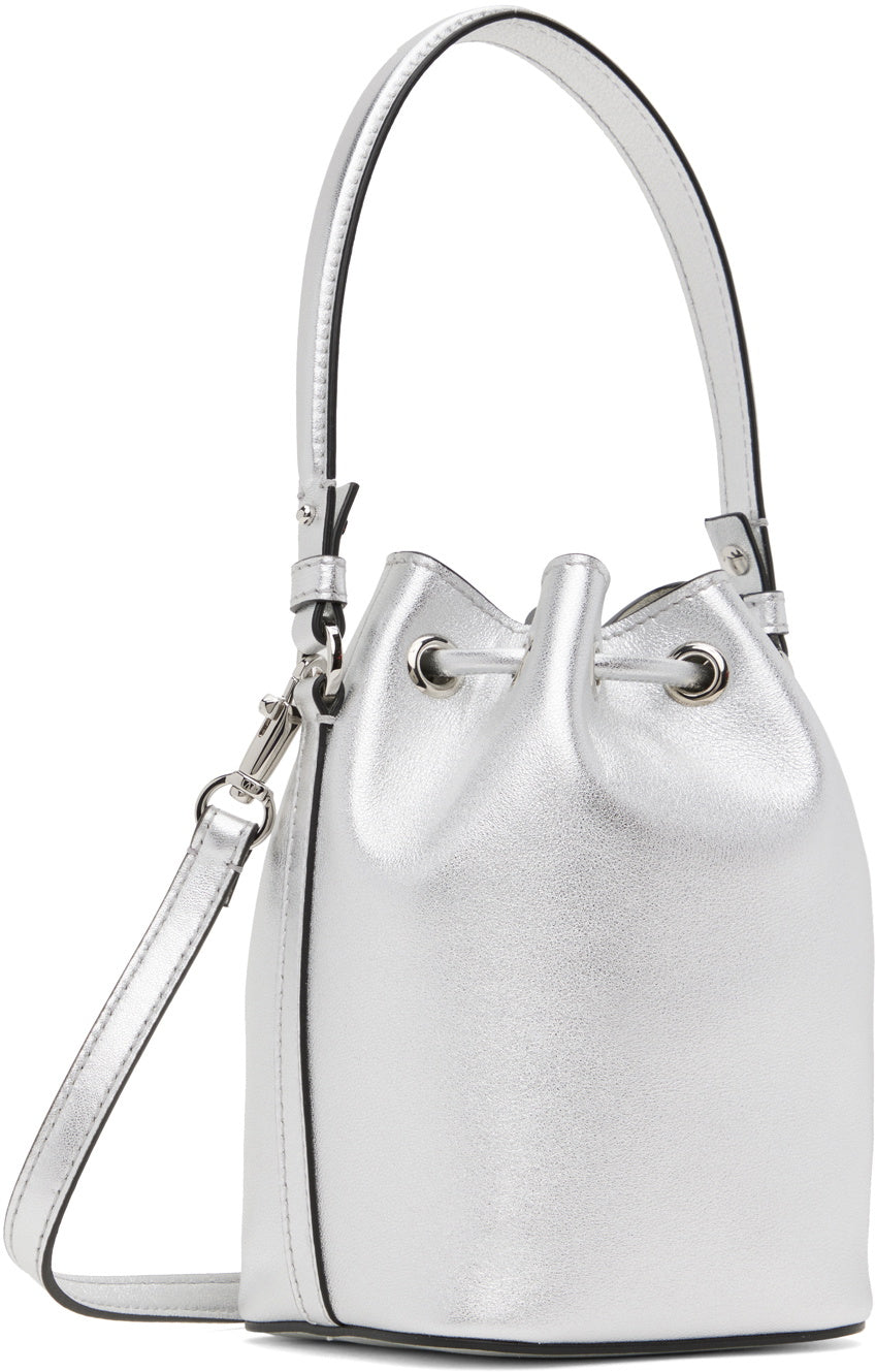 Valentino Garavani Silver Mini VLogo Signature Bucket Bag