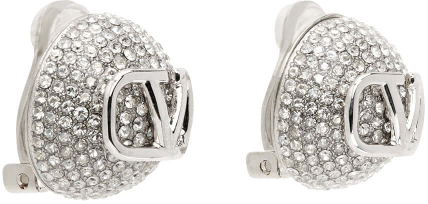 Silver VLogo Signature Metal & Crystal Earrings