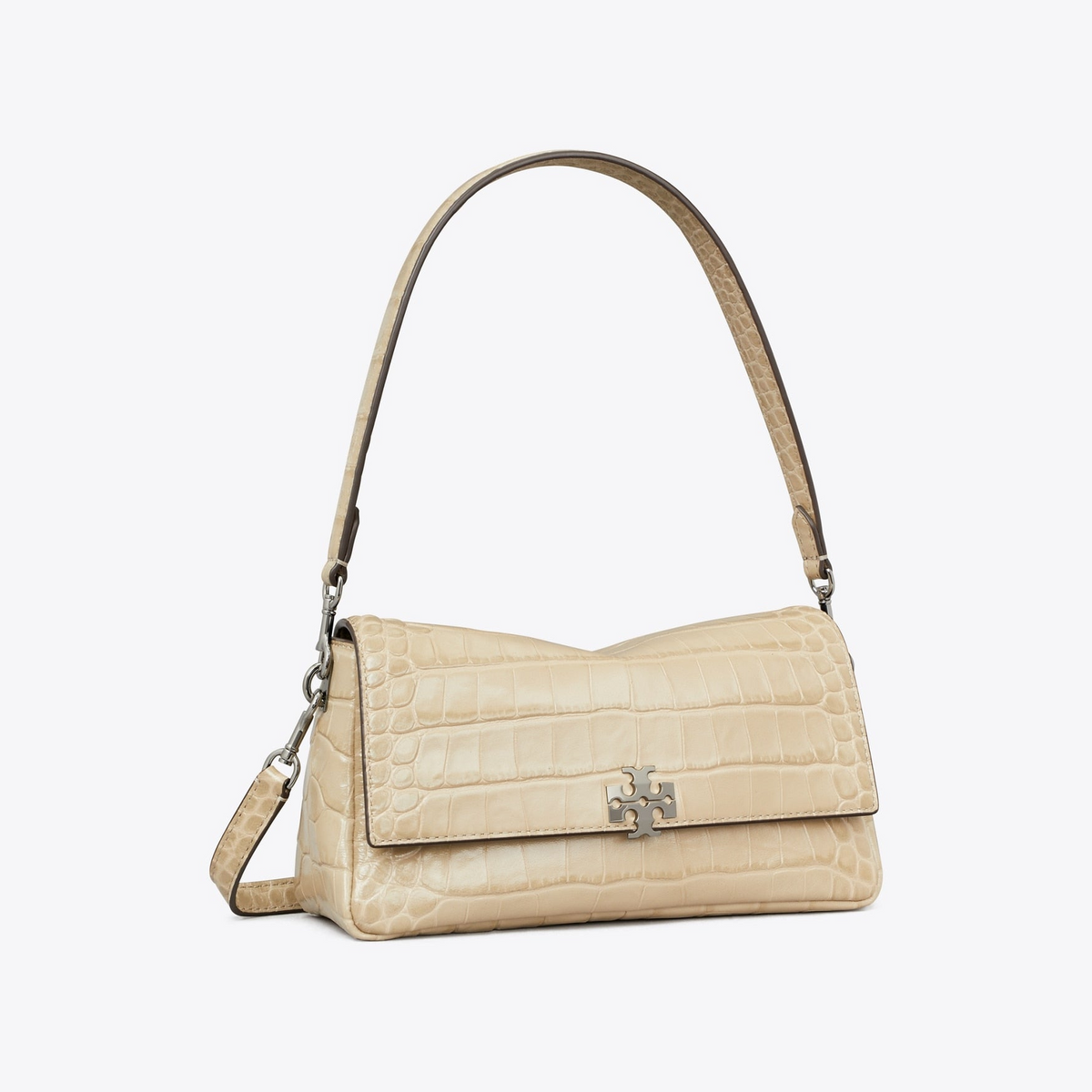 Small Charlie Croc-Embossed Shoulder Bag
