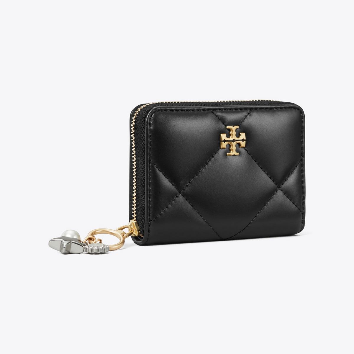 Small Kira Diamond Quilt Charm Zip-Around Wallet