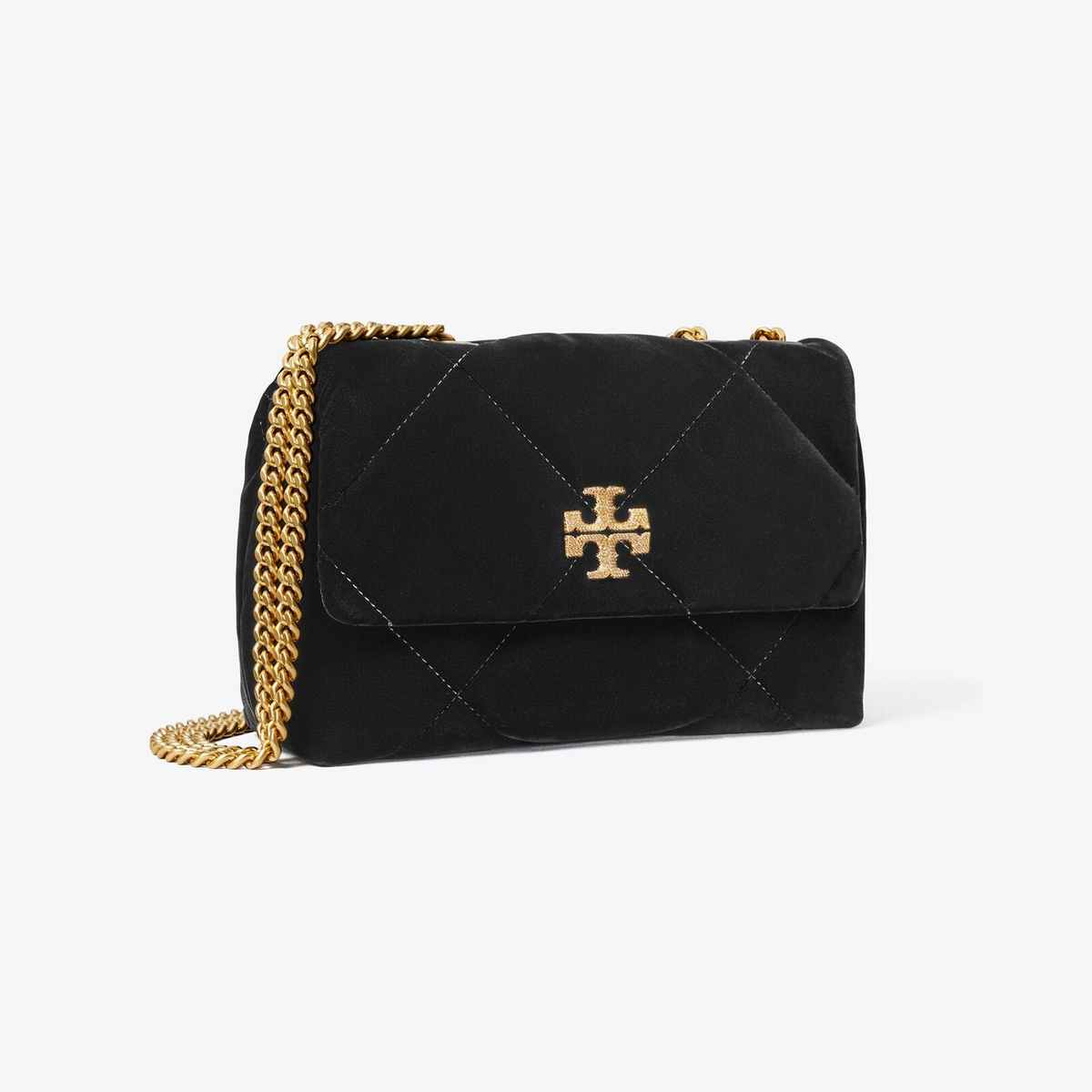 Small Kira Diamond Quilt Velvet Pavé Shoulder Bag