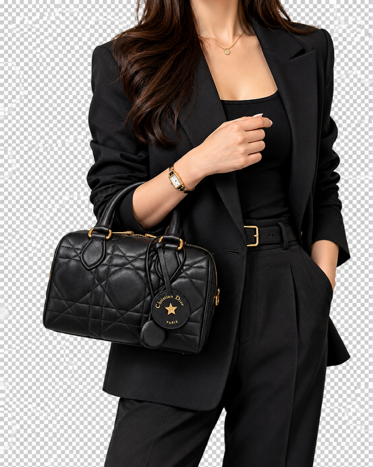 Soft Dior Groove 20 Bag in Black Macrocannage Calfskin