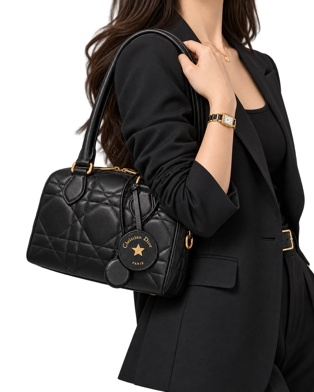 Soft Dior Groove 20 Bag in Black Macrocannage Calfskin
