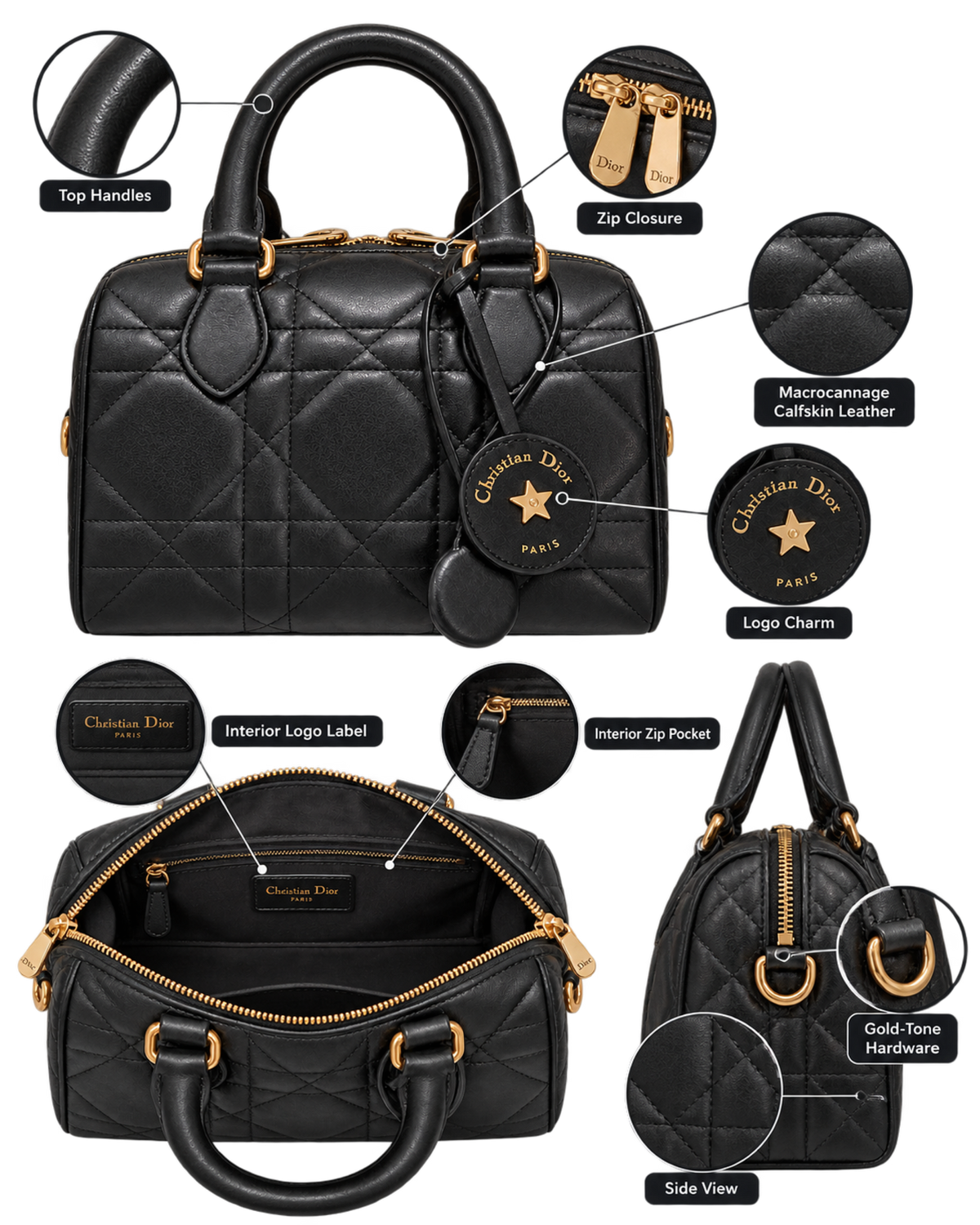 Soft Dior Groove 20 Bag in Black Macrocannage Calfskin