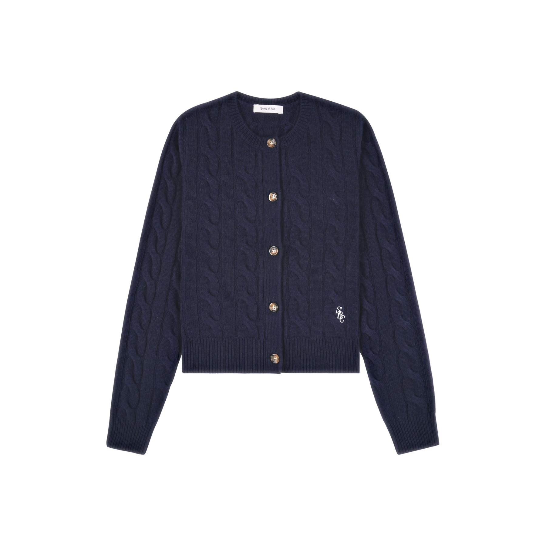 SRC Cableknit Cashmere Cardigan - Navy