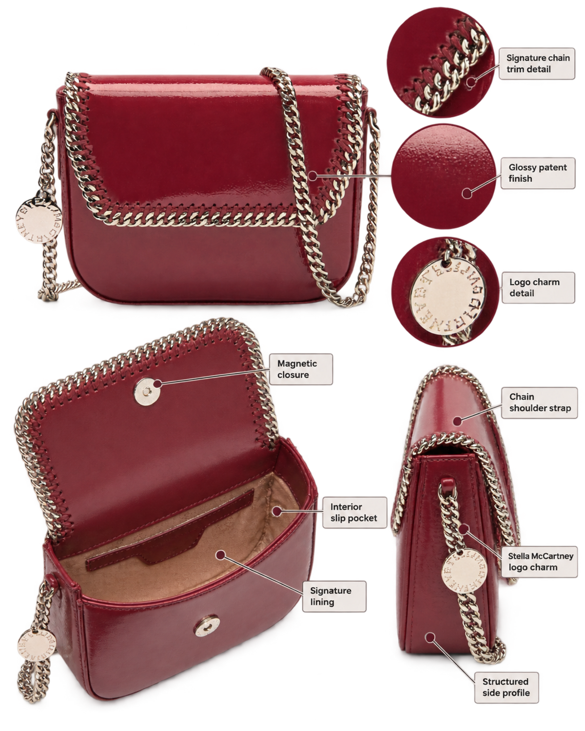 STELLA MCCARTNEY Falabella Patent Flap Crossbody Bag