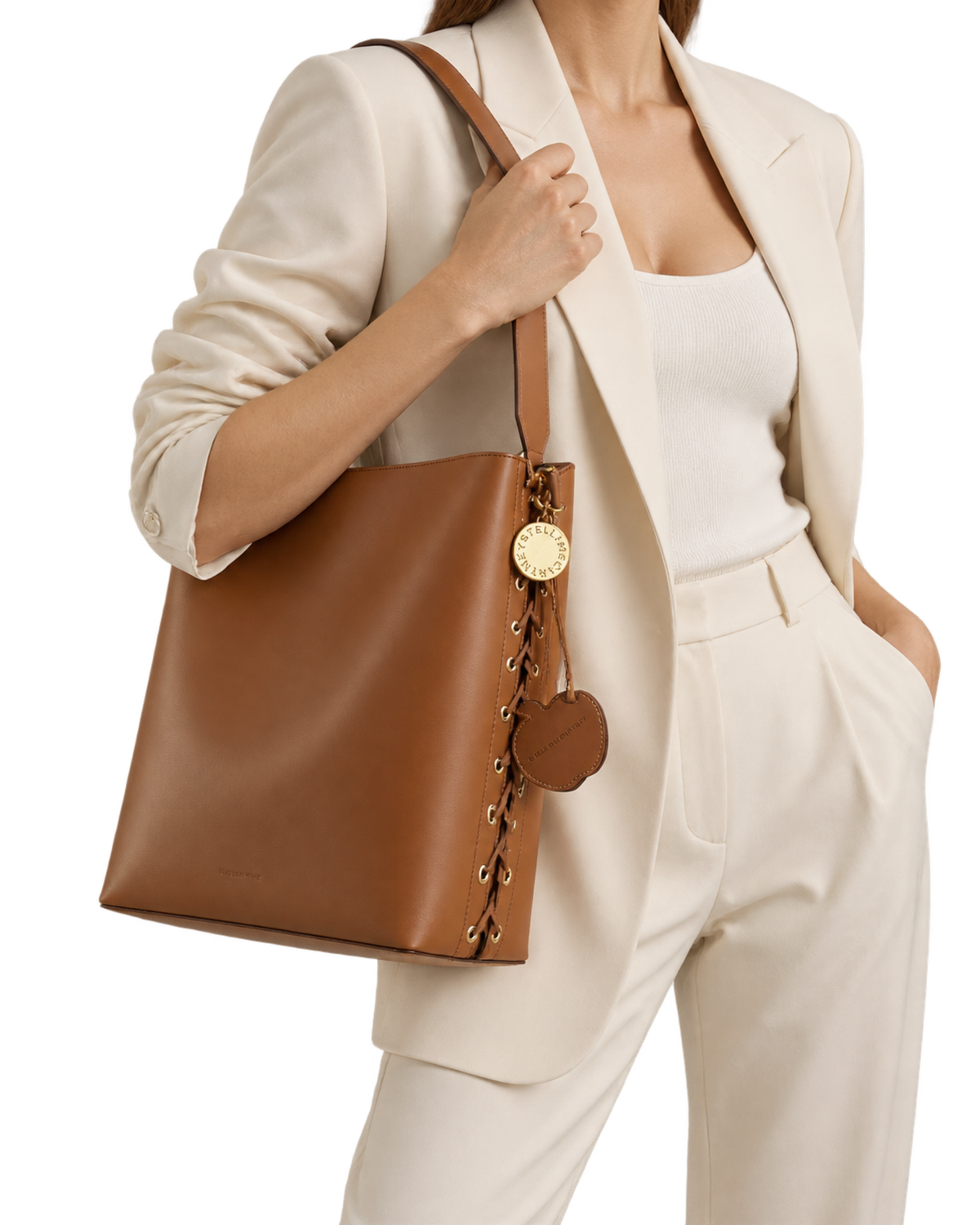 Stella McCartney Frayme laced smooth faux leather tote bag