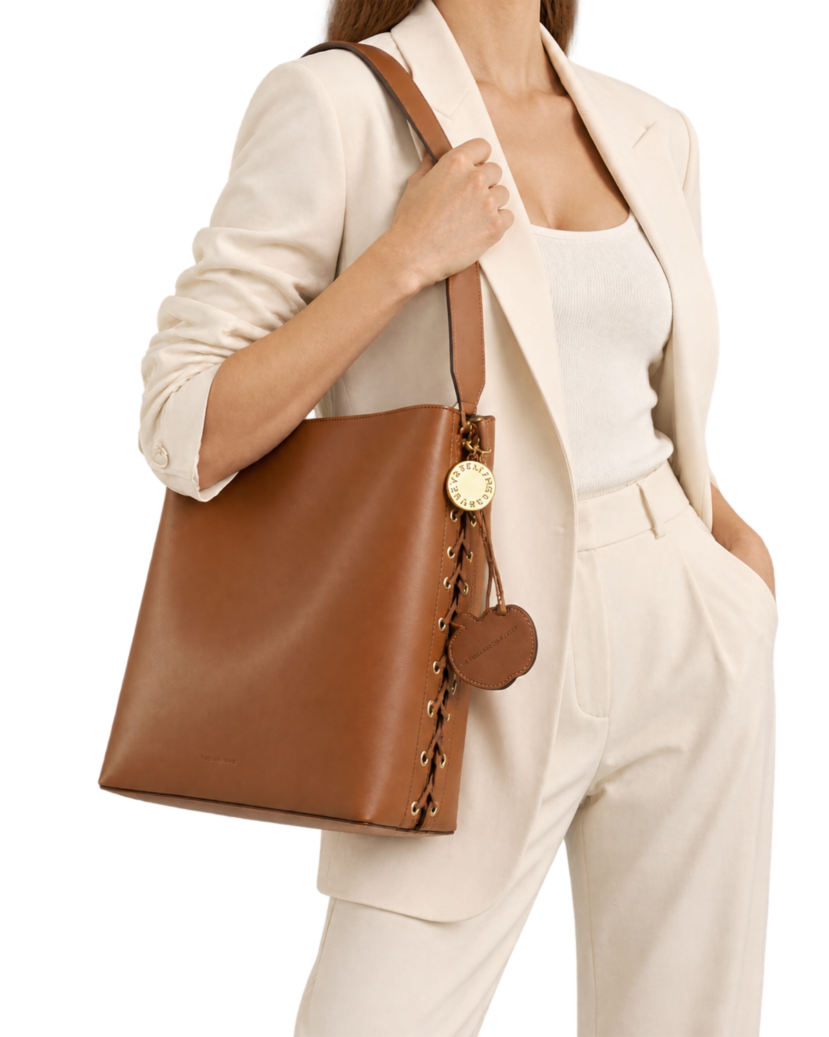 Stella McCartney Frayme laced smooth faux leather tote bag
