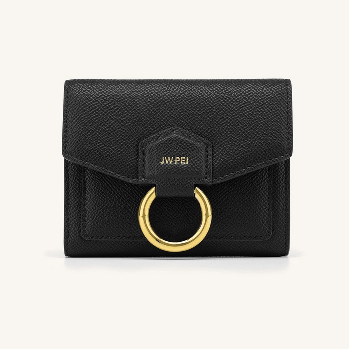 Stella Wallet - Black Grained Vegan Leather
