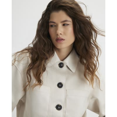 Stone Faux Suede Overshirt