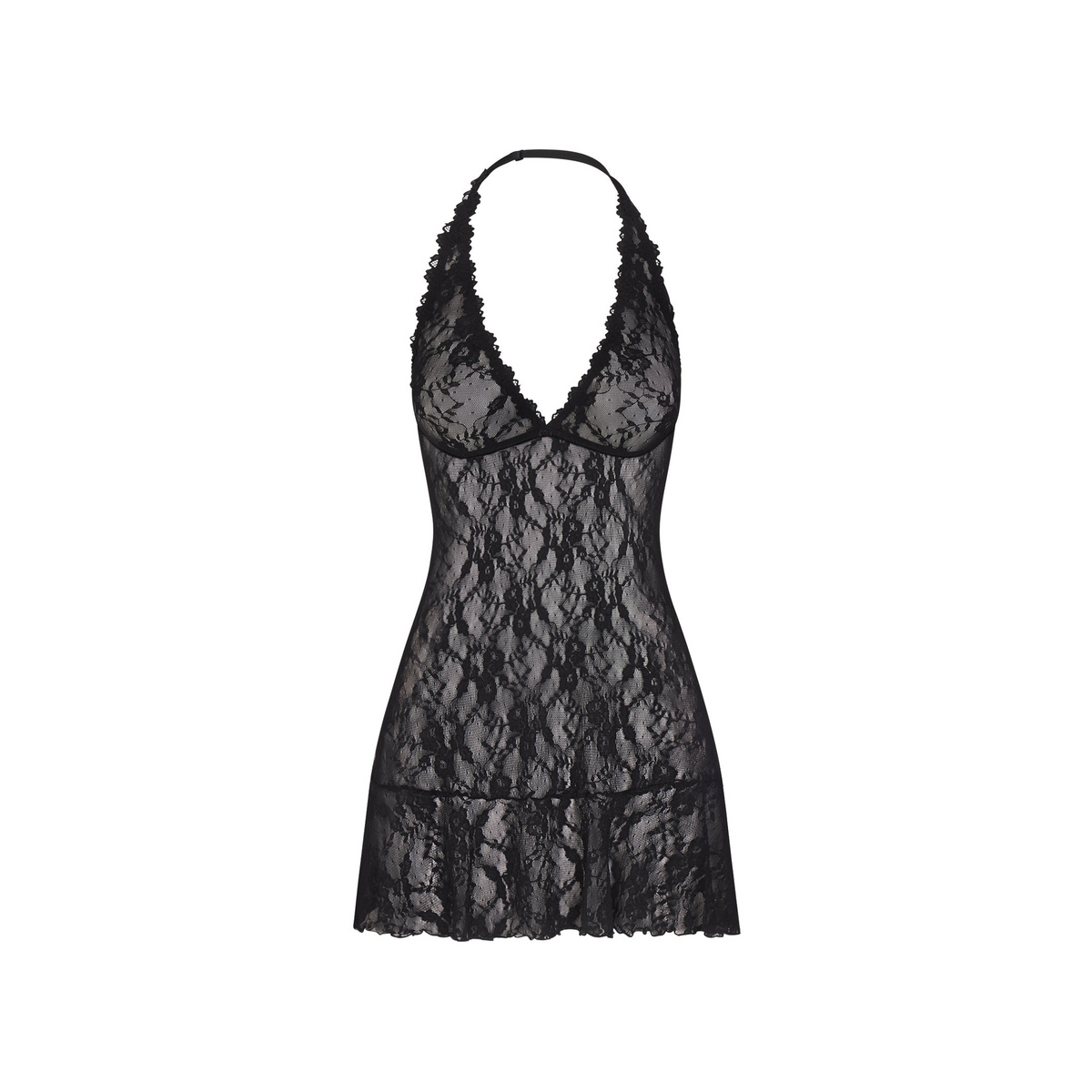 Stretch Lace Halter Mini Dress