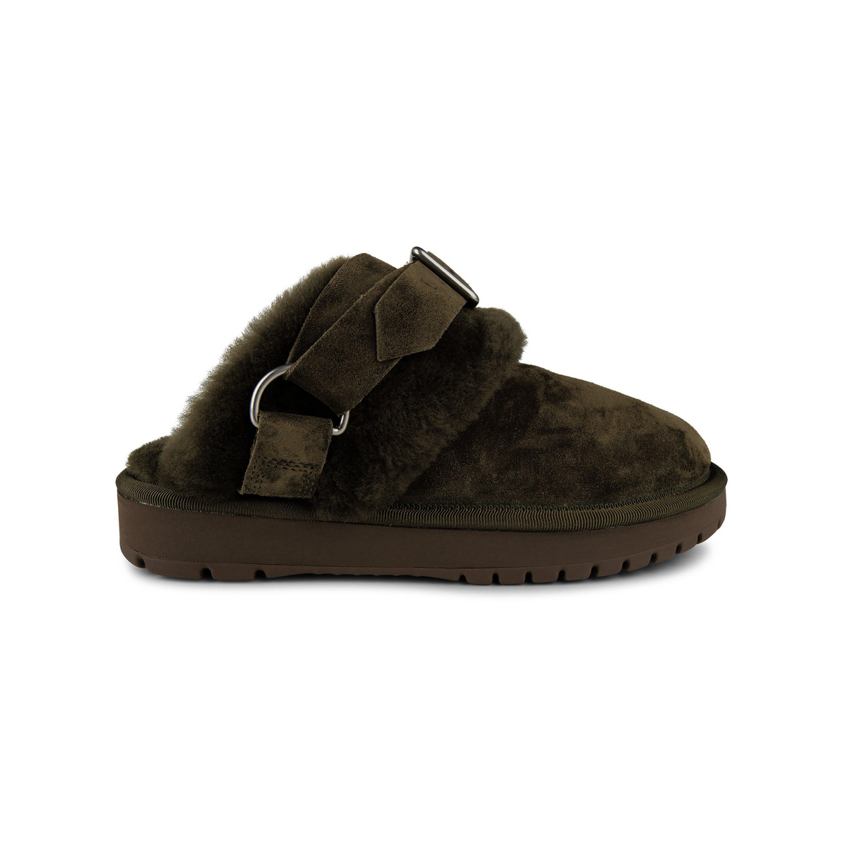 Suede And Shearling Chubby Mules