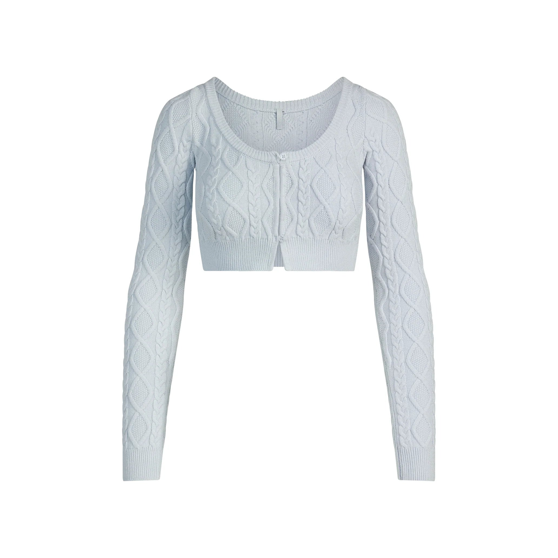 SWEATER KNITS CABLE KNIT CROPPED CARDIGAN | ZEN BLUE