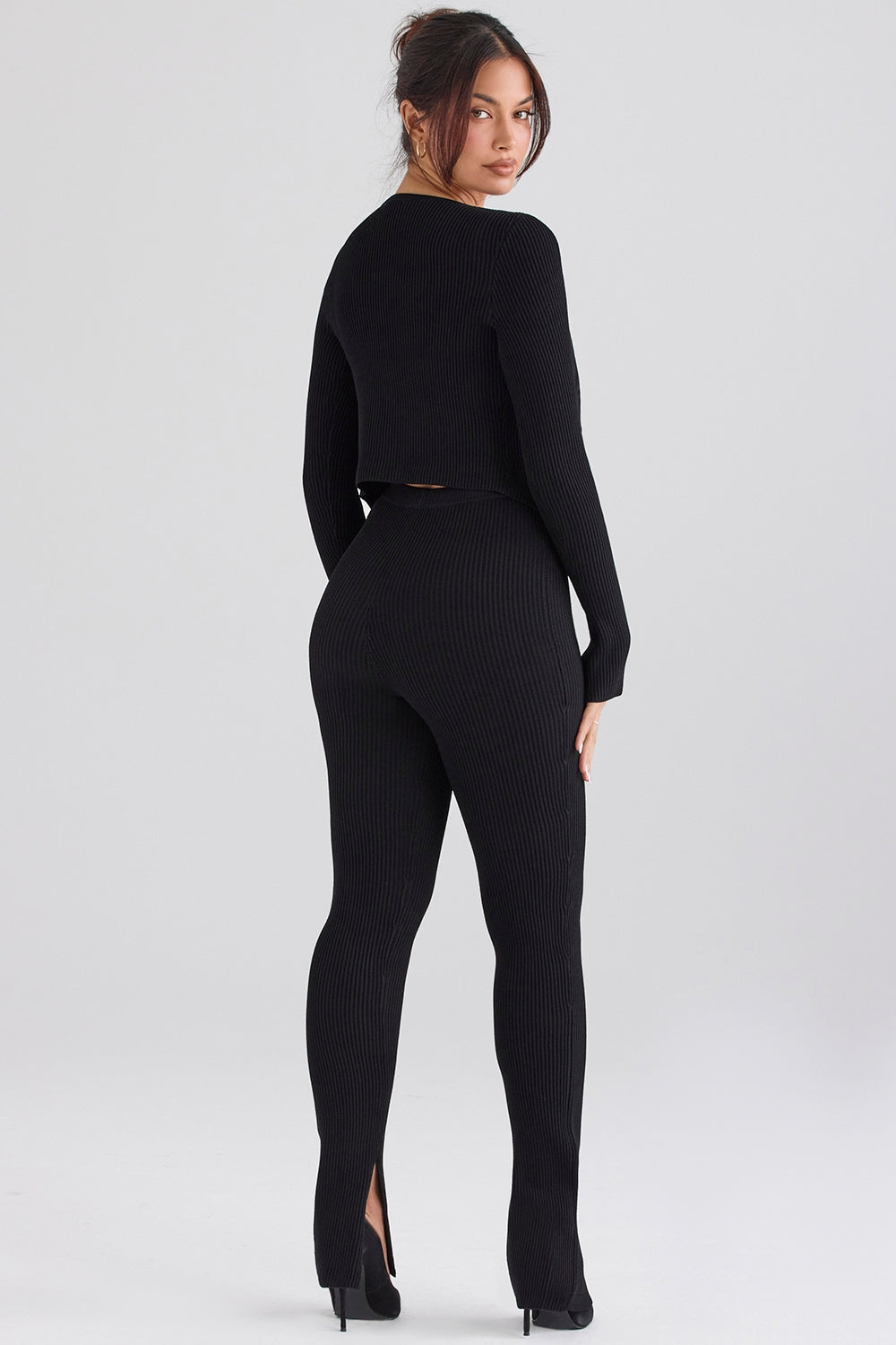 Black ribbed knit leggings