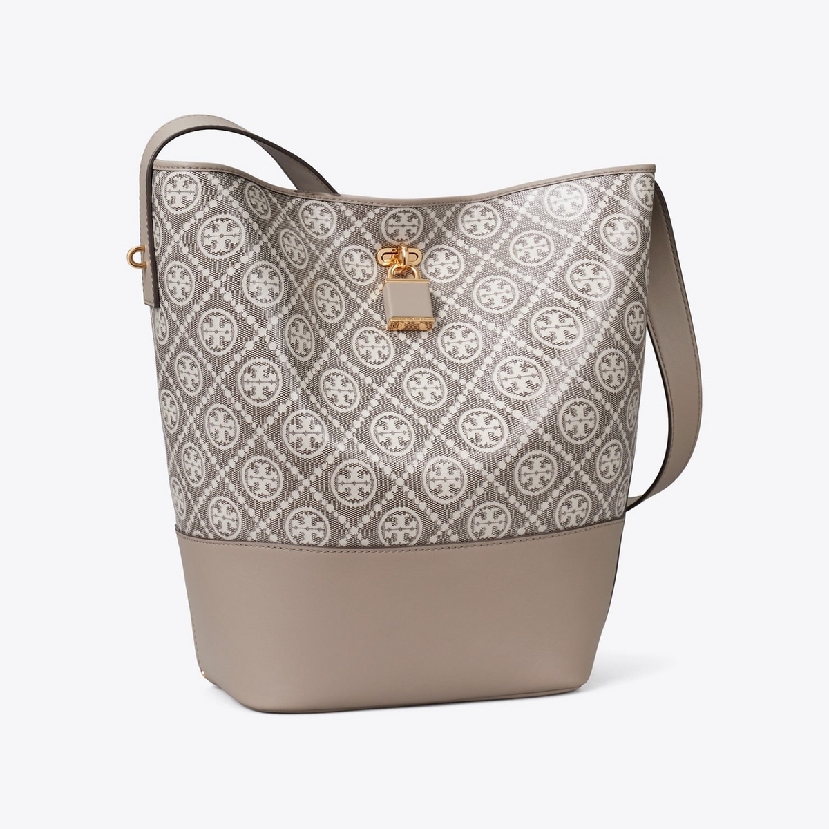 T Monogram Coated Jacquard Lock Slim Bucket Bag