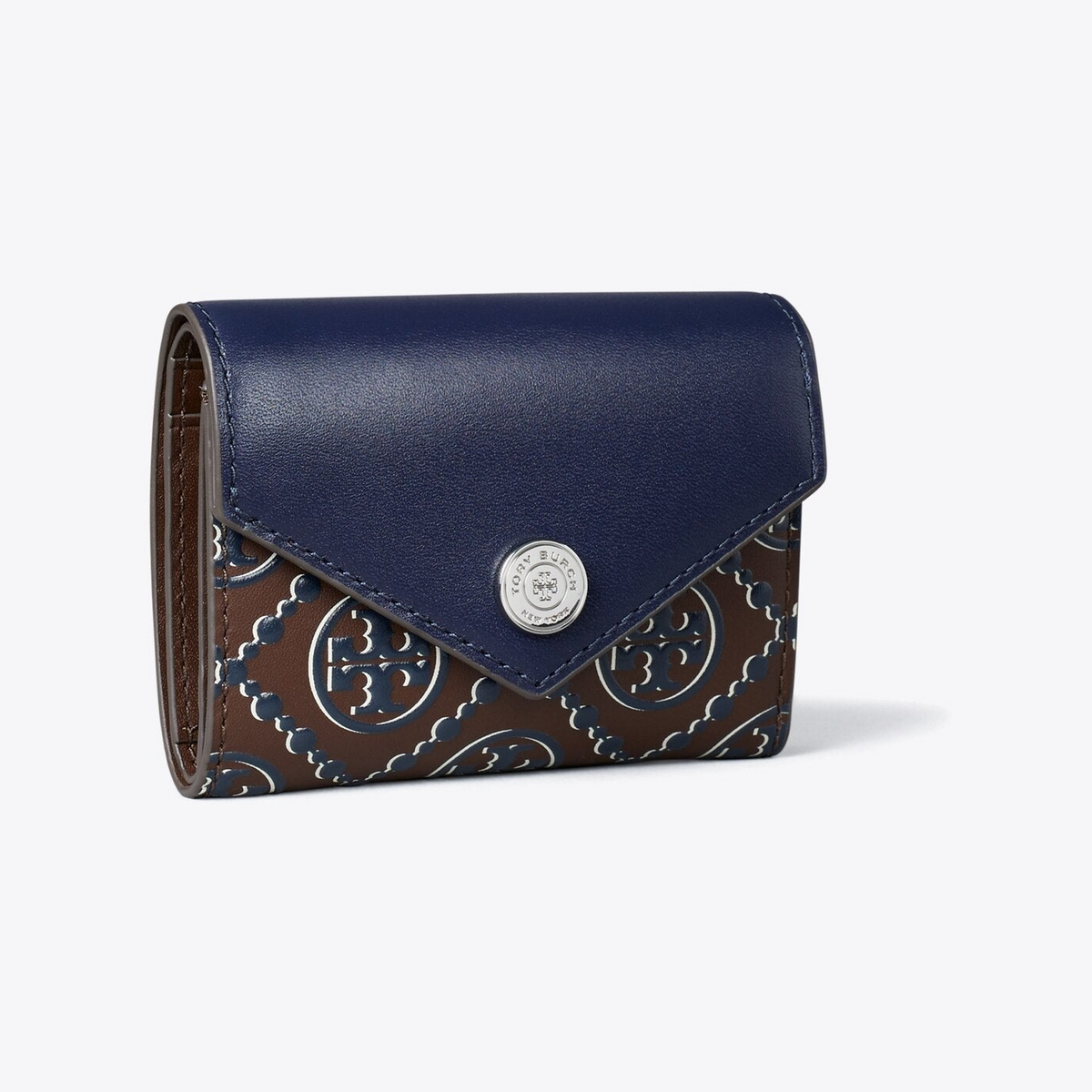 T Monogram Contrast Embossed Small Envelope Wallet
