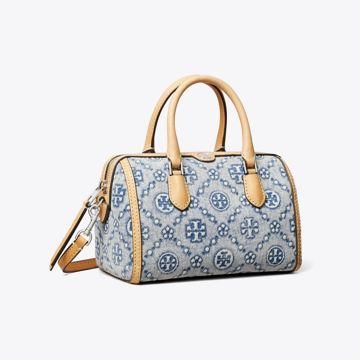 T Monogram Denim Petite Barrel Bag