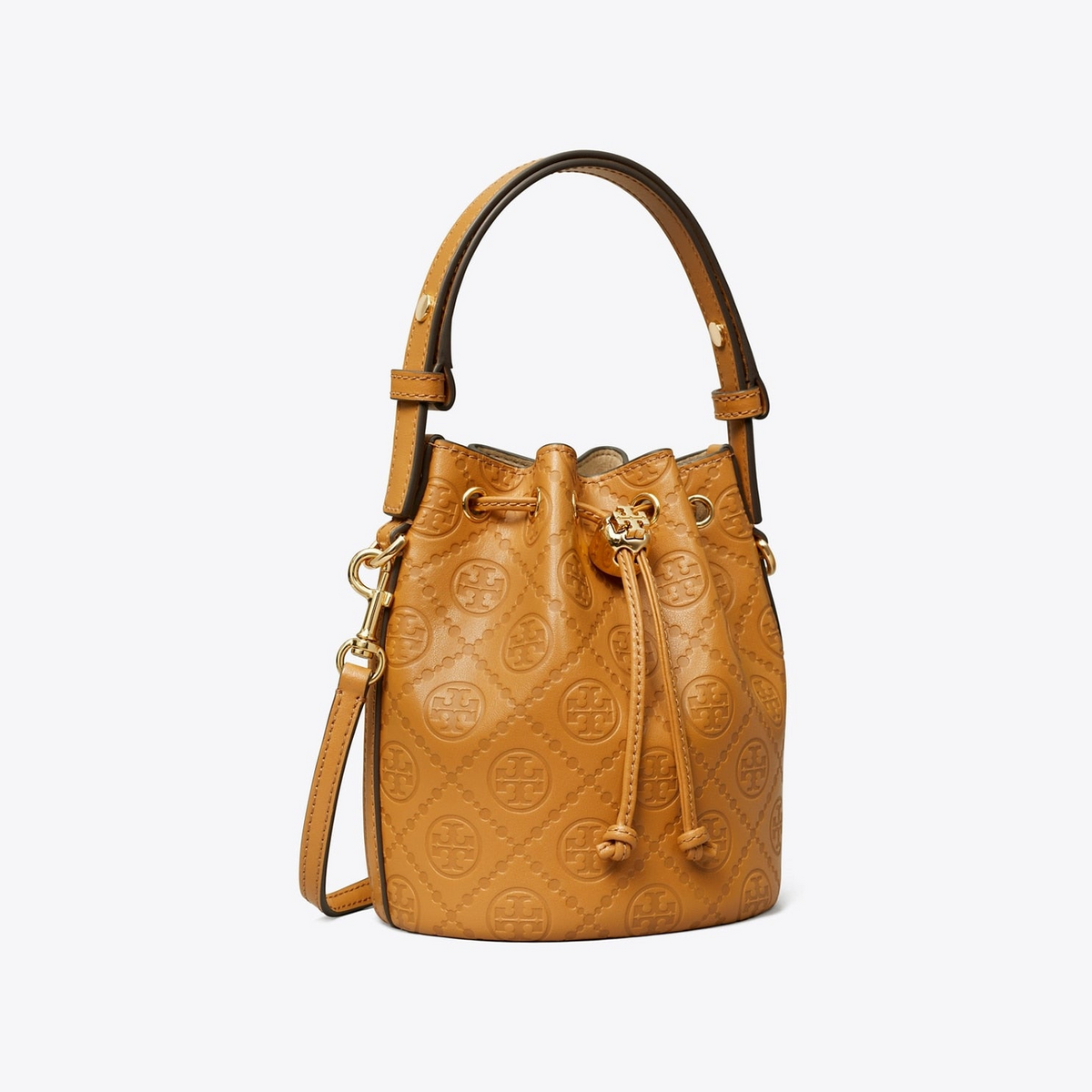 T Monogram Leather Mini Bucket Bag