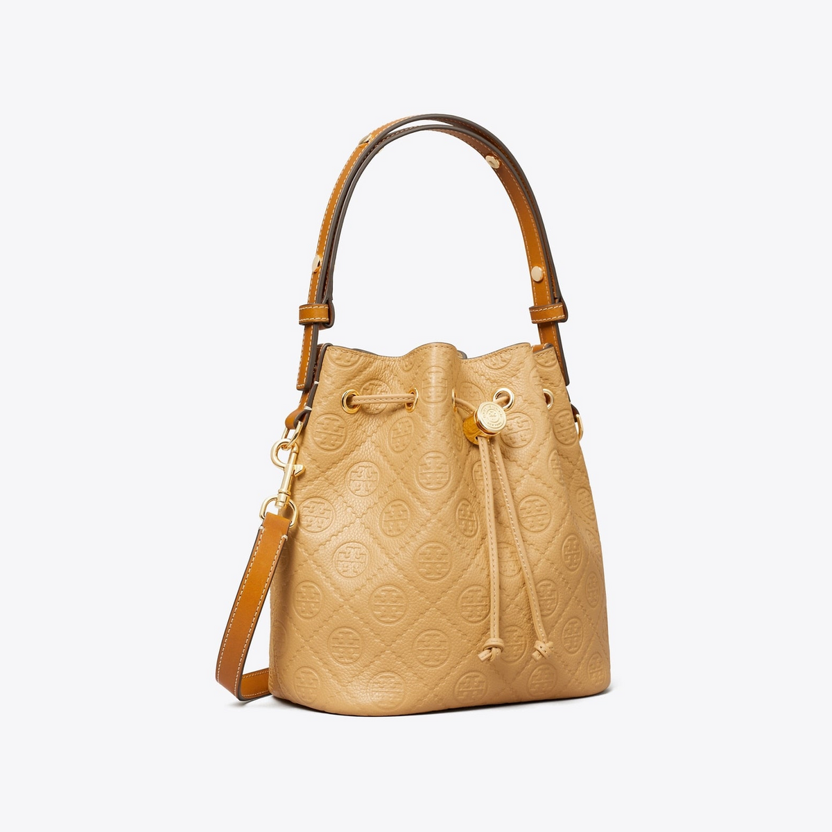T Monogram Pebble Bucket Bag