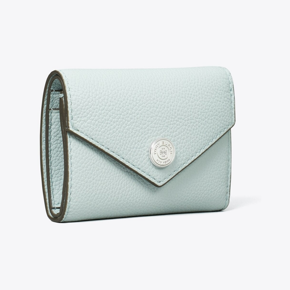 T Monogram Pebbled Small Envelope Wallet