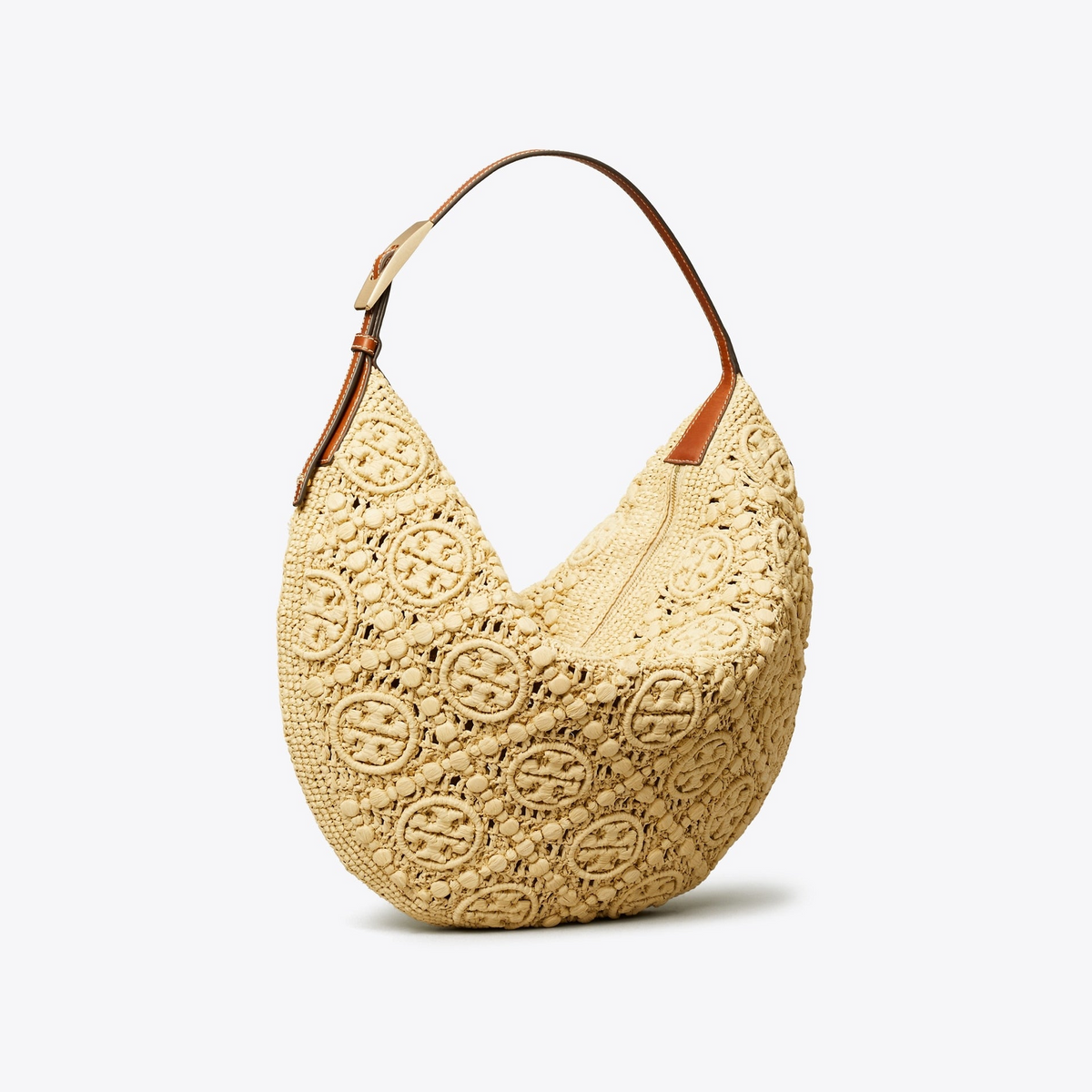 T Monogram Raffia Balloon Bag
