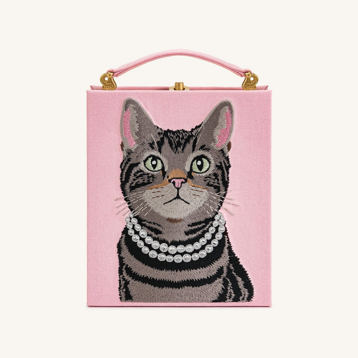 Taya Tabby Cat Pattern Book Shape Clutch Bag - Pink