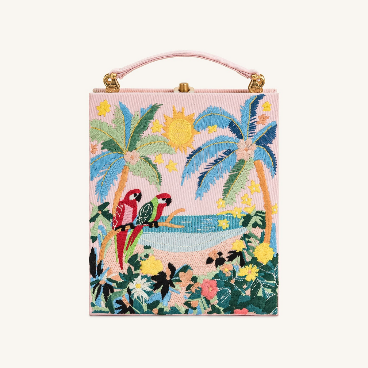 Taya Tropical Parrot Pattern Book Shape Clutch Bag - Pink