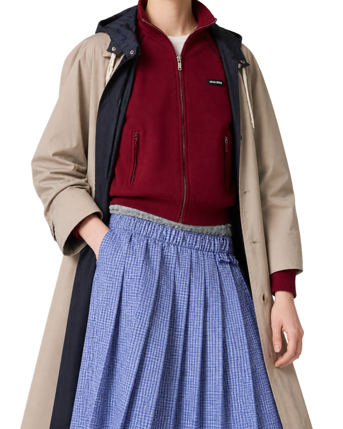 Technical yarn zip-up cardigan