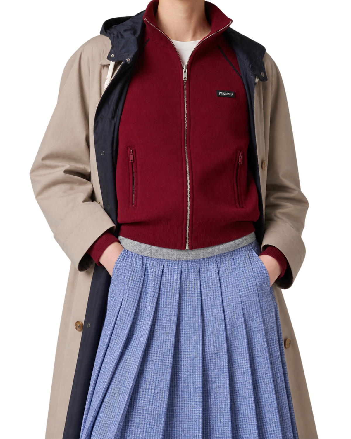 Technical yarn zip-up cardigan