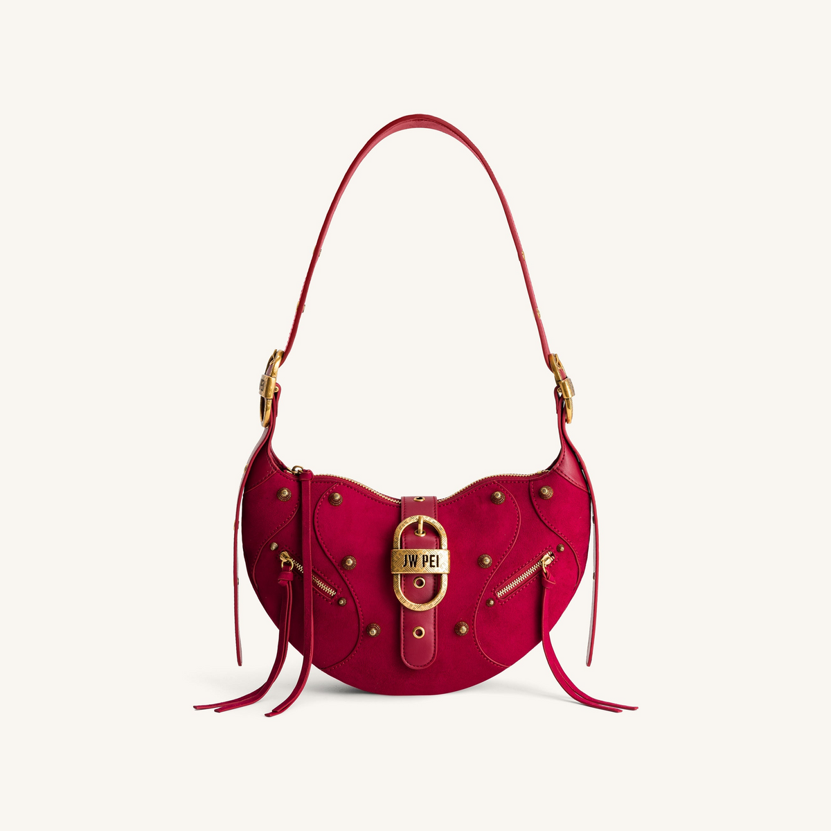 Tessa Suede Shoulder Bag - Deep Magenta