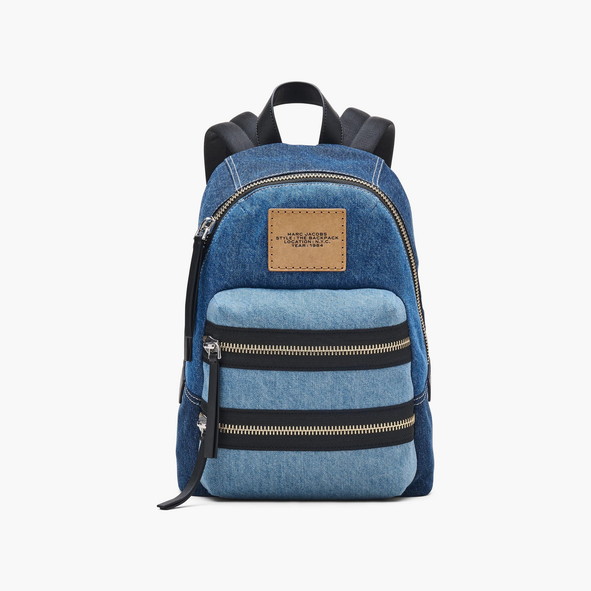 The Biker Colorblock Denim Medium Backpack