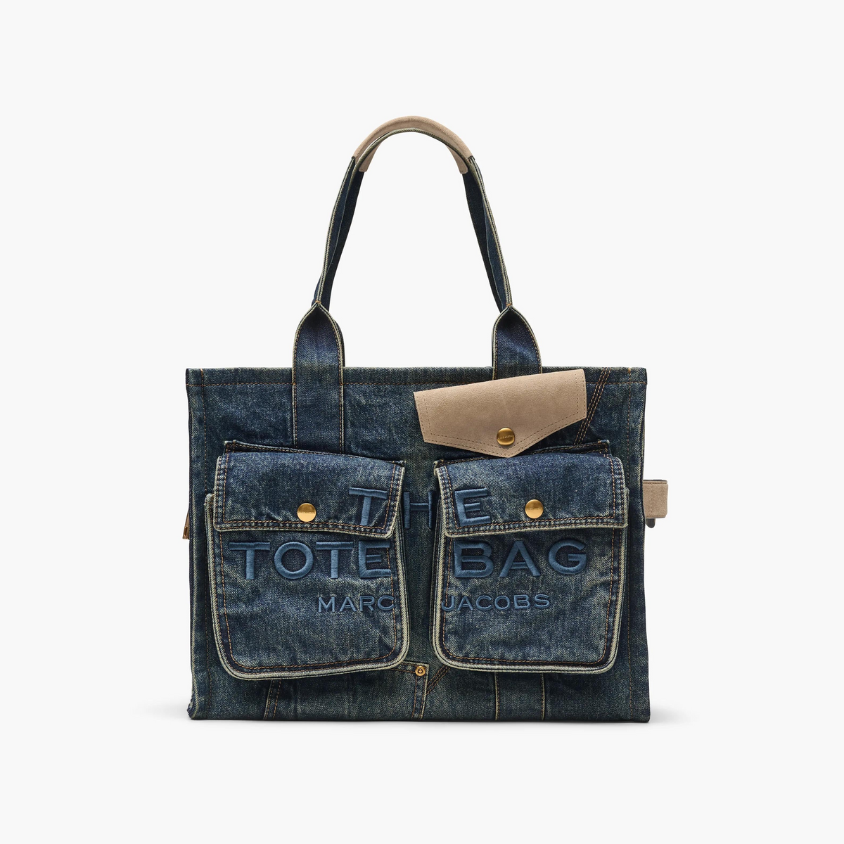The Denim Suede Large Cargo Tote Bag