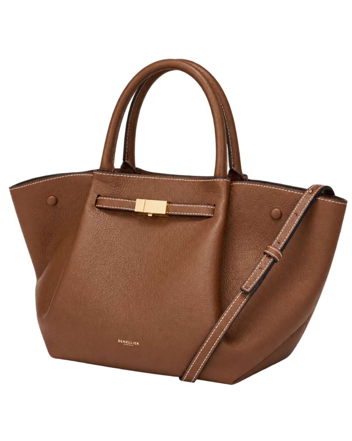 The Midi New York - Tan Small Grain Ecru Stitching