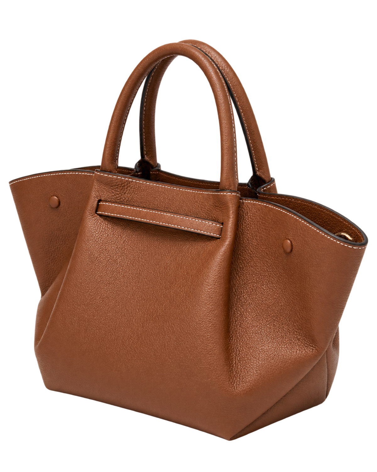 The Midi New York - Tan Small Grain Ecru Stitching