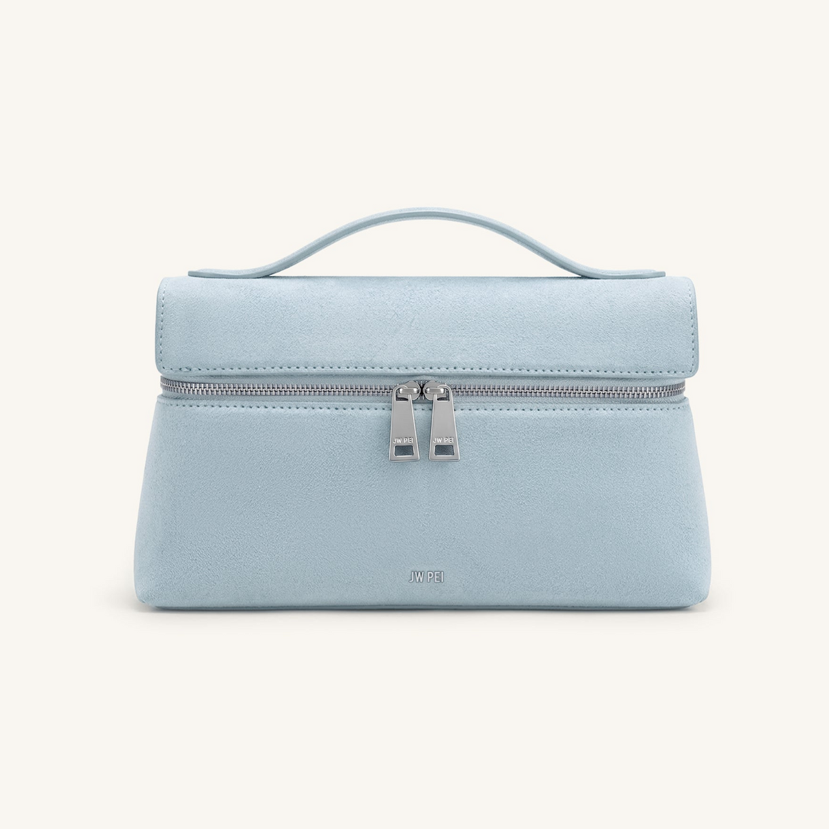 Thea Faux Suede Top Handle Bag - Light Blue