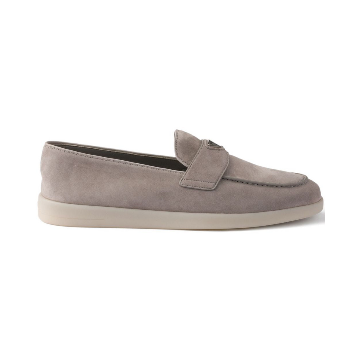 Triangle-logo suede loafers