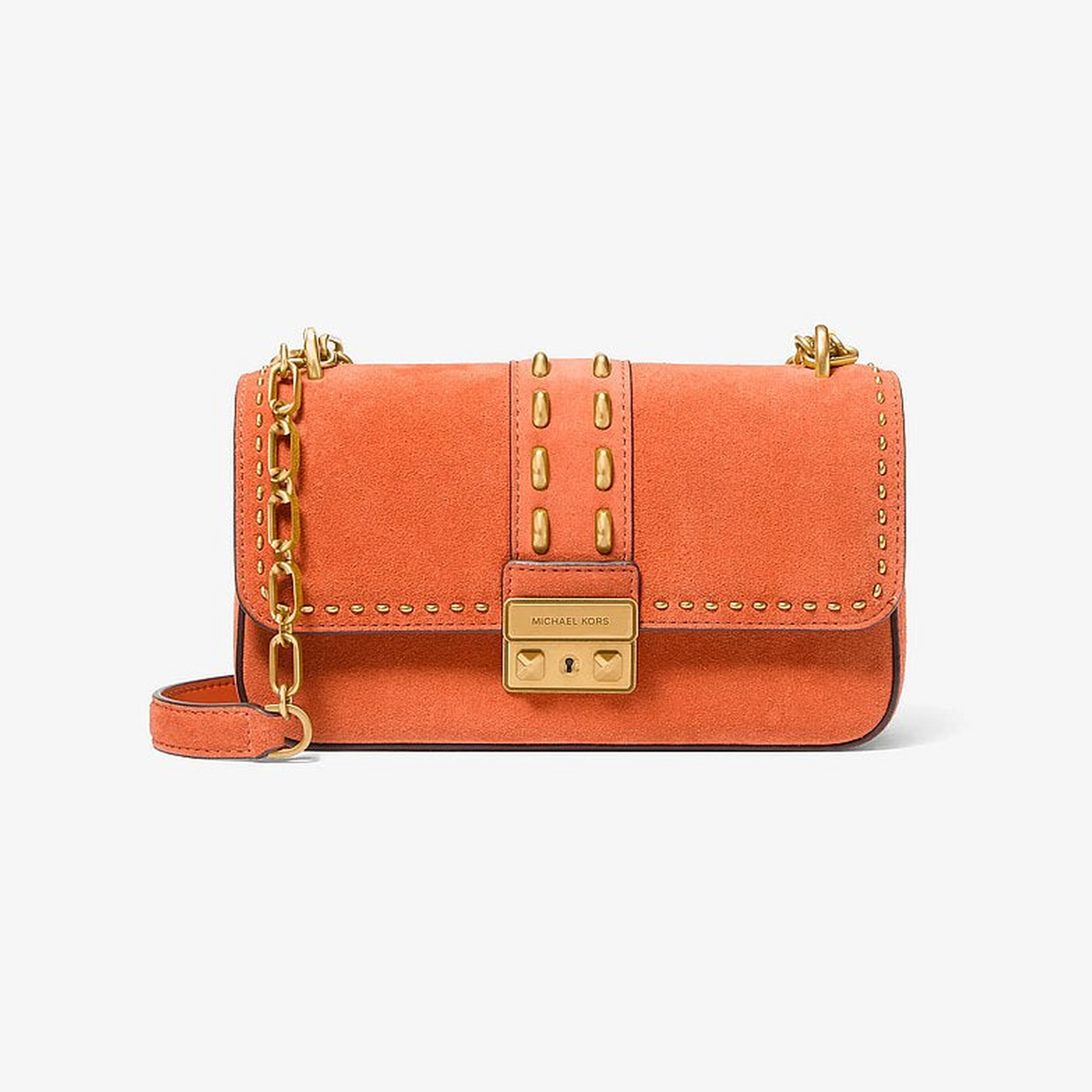 Tribeca Small Studded Suede Shoulder Bag