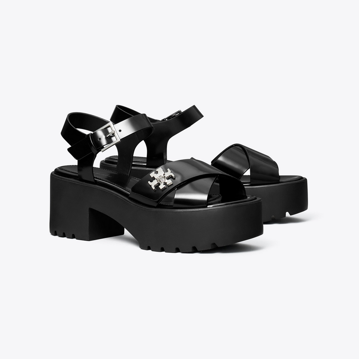 Turnlock Platform Lug Heeled Sandal