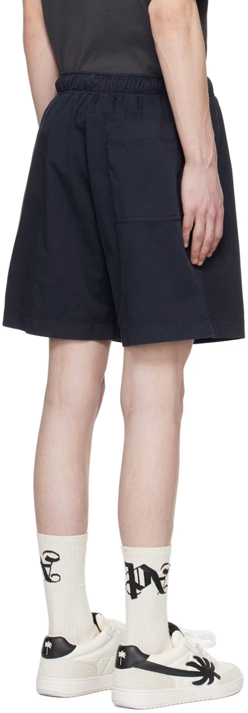Navy Embroidered Shorts