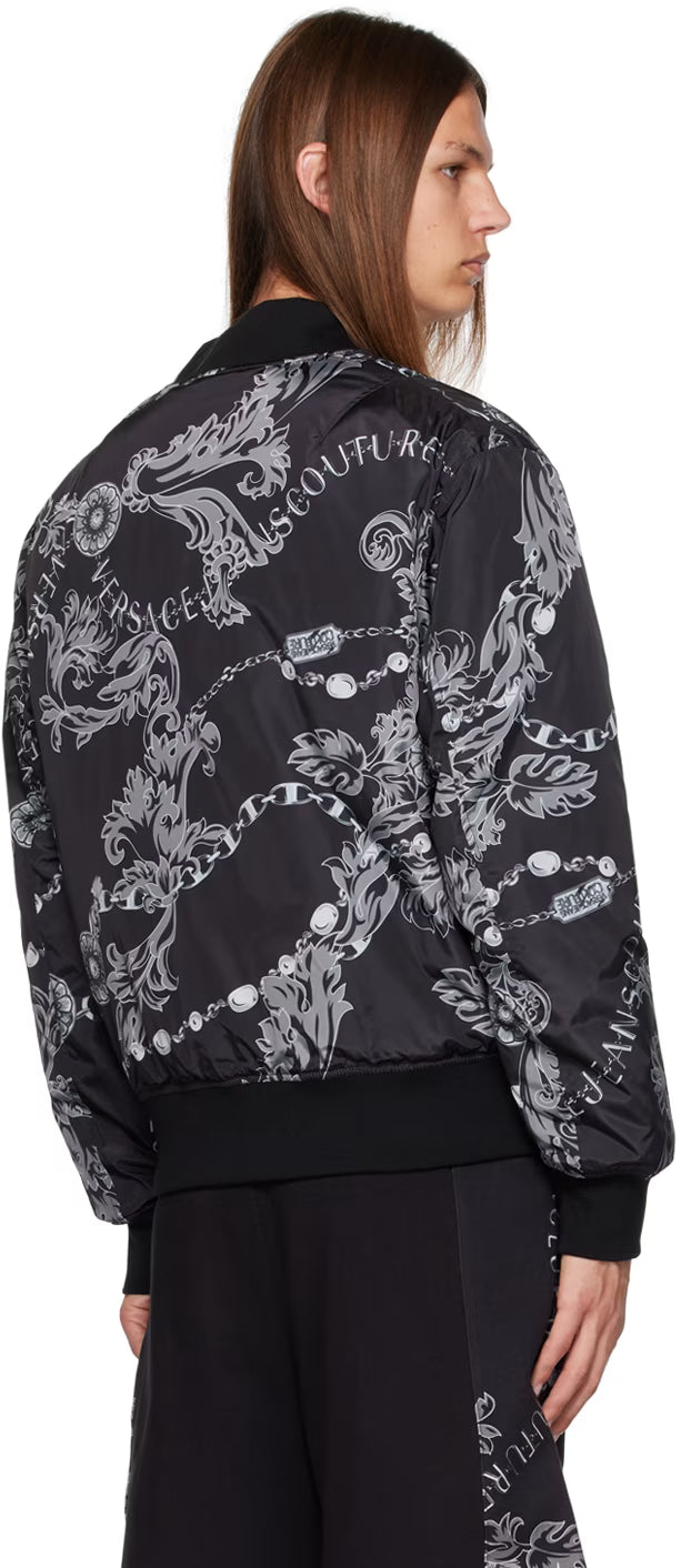 Black Chain Couture Reversible Bomber Jacket