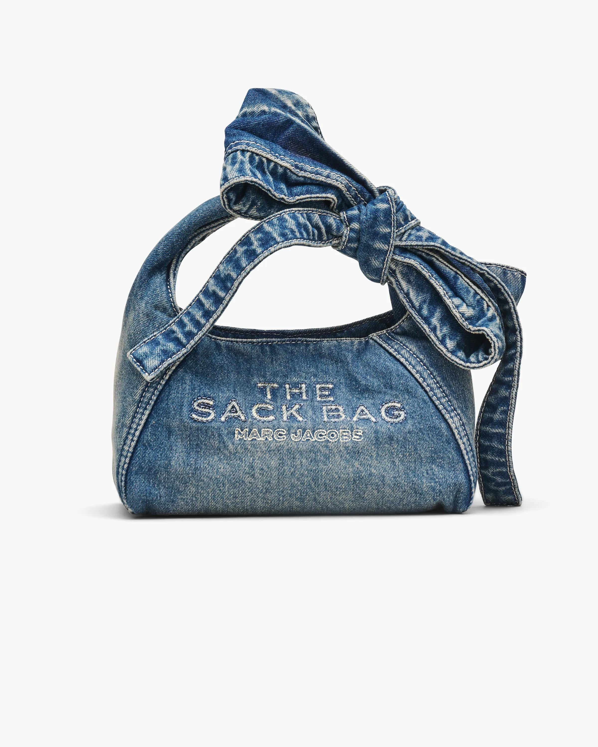 The Bow Denim Mini Sack Bag