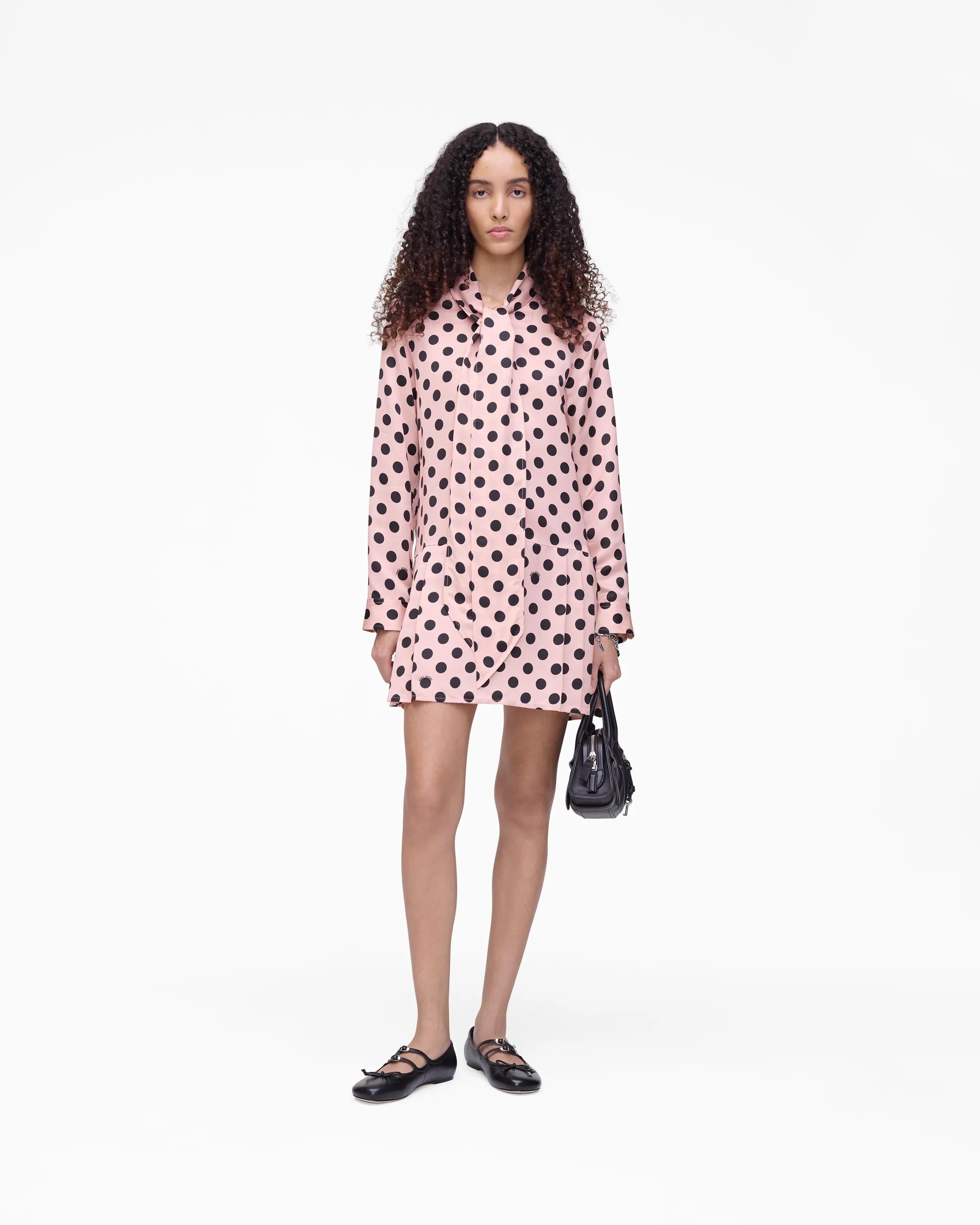 Dots Bow Pleated Dress