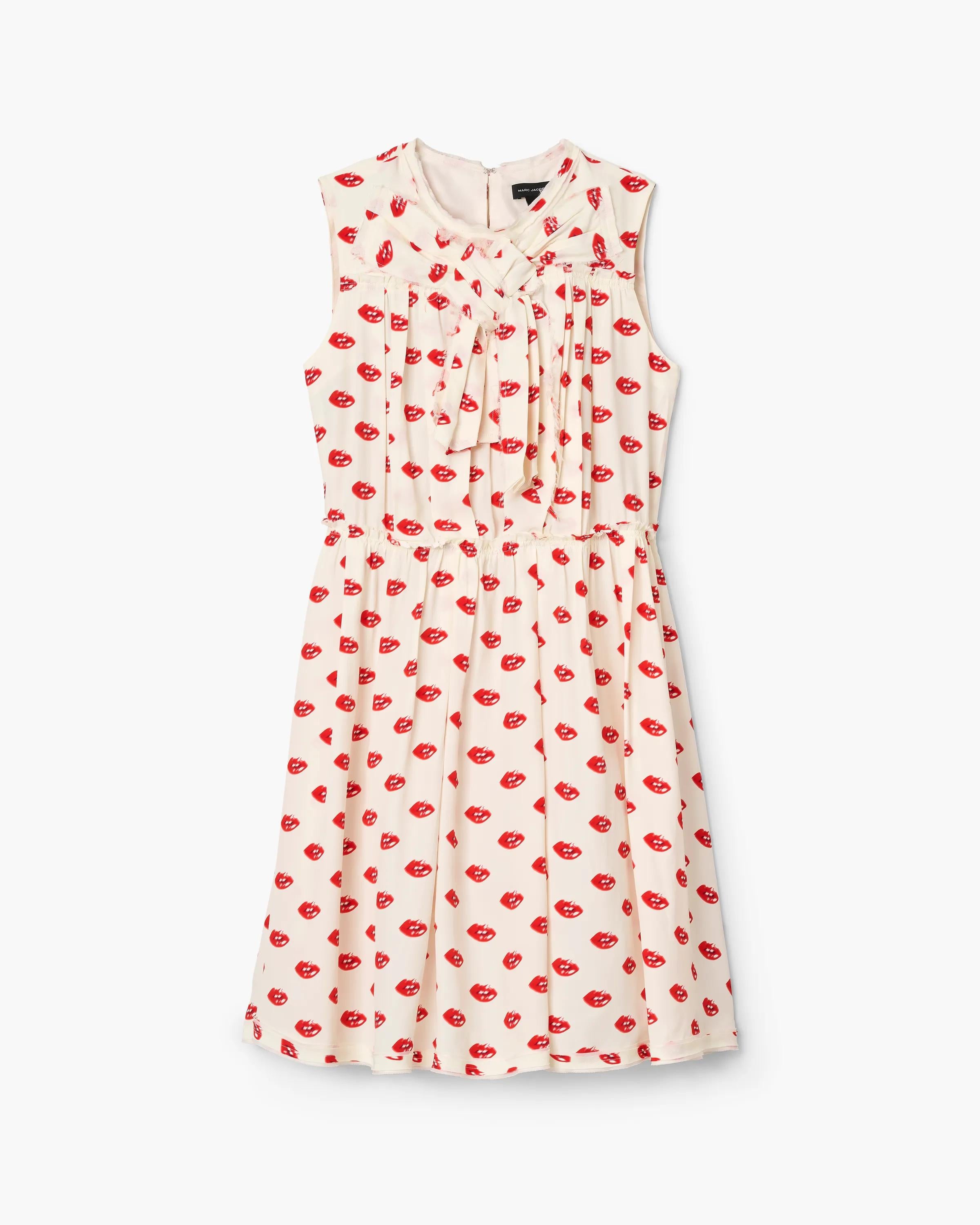 Lips Pleated Midi Dress