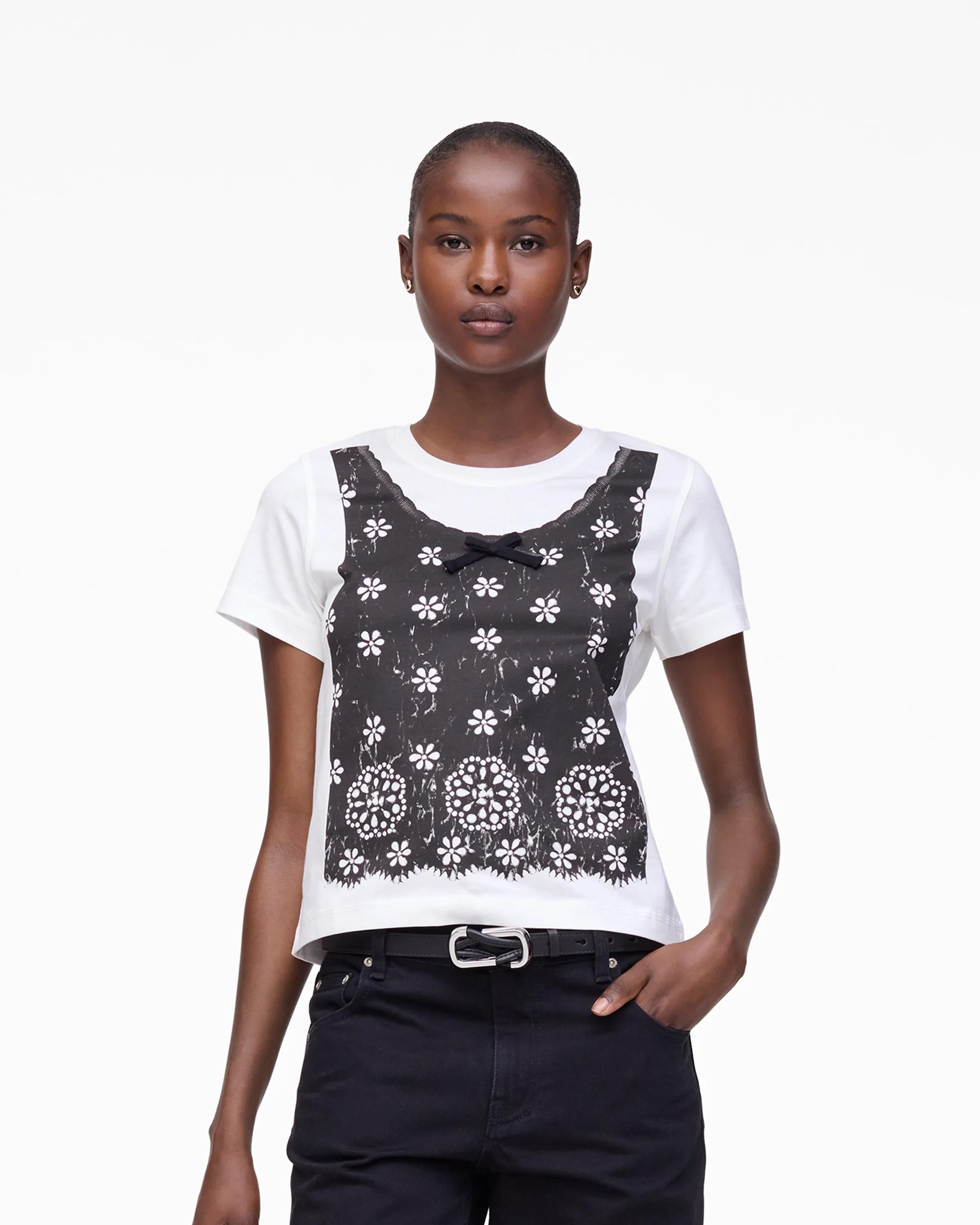 Trompe L'Oeil Eyelet Slim Tee