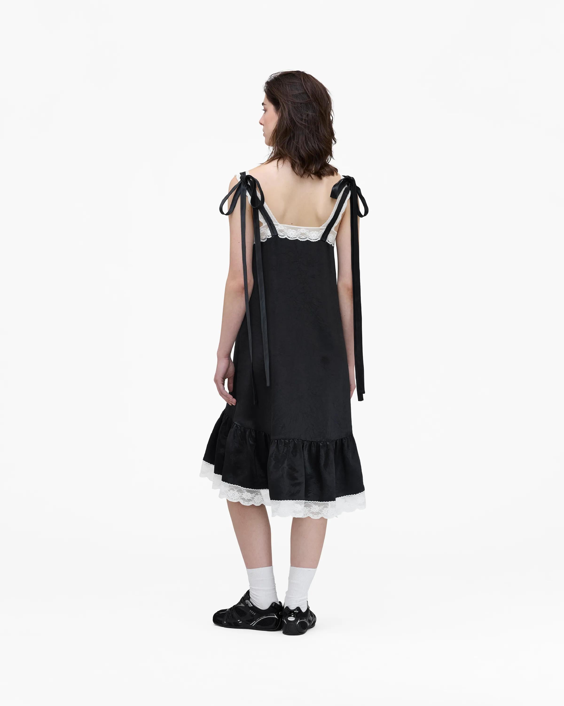 Satin Lace Slip Midi Dress
